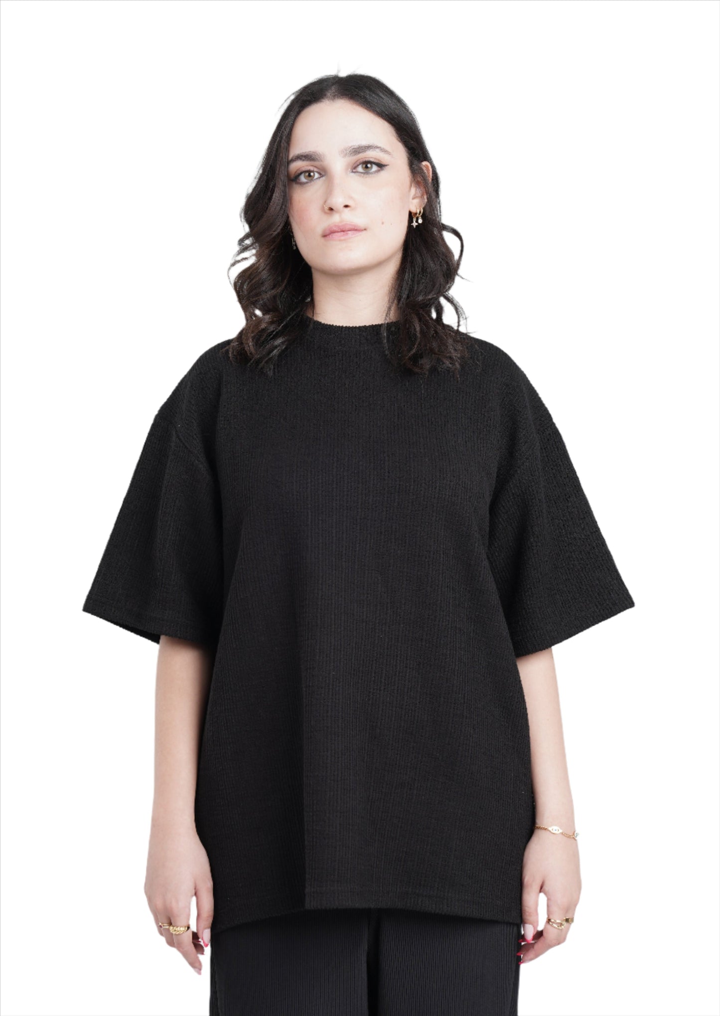 BLACK TEXTURED TEE