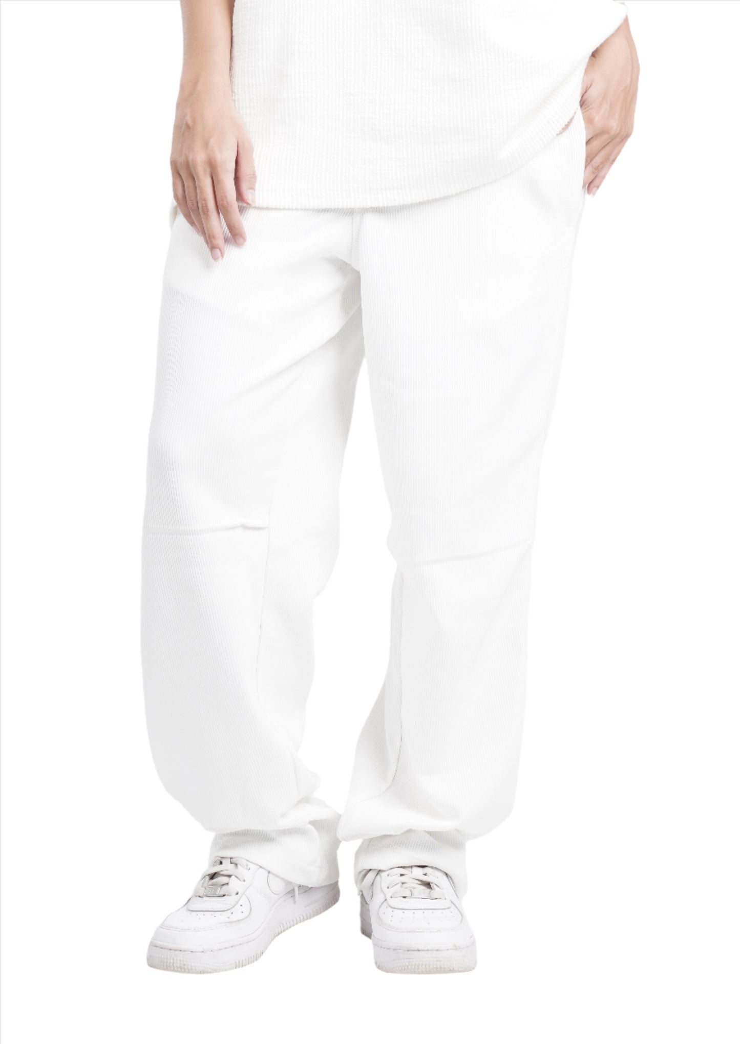 WHITE TEXTURED PANTS